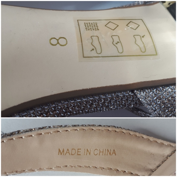 Le Chateau Sparkly Heels Gold Strappy Stiletto 8 - Picture 9 of 13